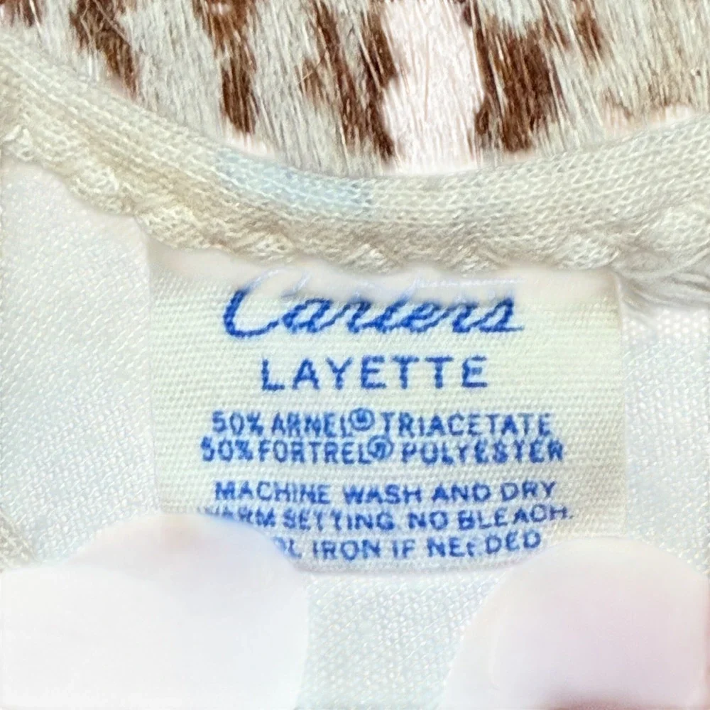 Vintage Carters Layette Baby Cardigan White Yellow Smocked Embroidered Knit